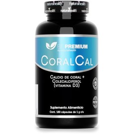 Natural Health CoralCal  Suplemento Alimenticio con Calcio de Coral y Vitamina D3 (Colecalciferol)  Frasco con 180 Cápsulas de 1 g (Suministro para 3 