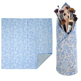 OWCRNEF 19.69" Self-Adhesive Magic Cloth Travel Makeup Bag Floral Cosmetic Pouch Universal Storage Cloth for Cosmetics, Phones, Laptops