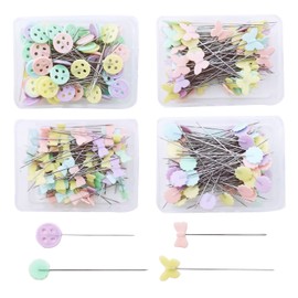 Markeny 400Pieces Sewing Pins Colored Heads Head Straight Pins Heart Butterfly Button Shape Used for Manual Sewing and DIY Decoration