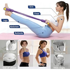 Bandas de resistencia de pedal con asas para mujeres, pedal de entrenamiento de tensión manual de 6 tubos, bandas de resistencia de pedal de goma natu
