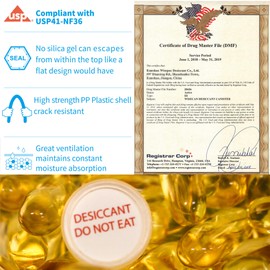 Wisesorb 3 Gram 80 Pack Silica Gel Canister, Capsules, and Packets - Food Grade Desiccant Dehumidifiers and Moisture Absorbers for Food Storage