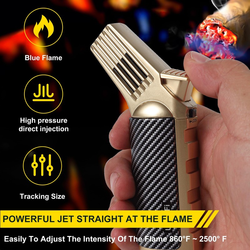 Kitchen Cooking Butane Torch Lighter with Safety Lock ，Lock Fire