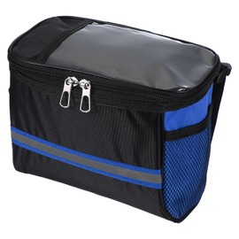 PATIKIL Bike Handlebar Bag, Bike Frame Bag Waterproof Bike Basket with Reflective Strip Bicycle Accessories for Men Women Outdoor Cycling Mountain Road Bikes, Blue