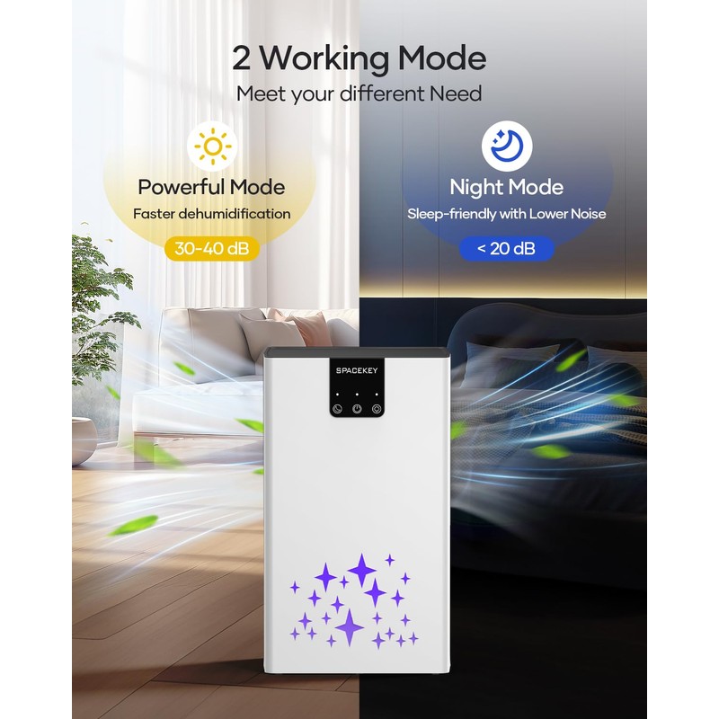 Dehumidifier, 95 OZ Water Tank Dehumidifiers for Home with Auto