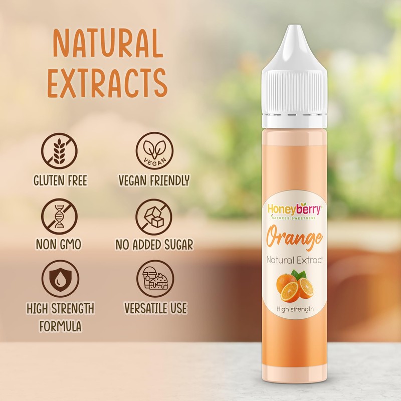 HONEYBERRY Natural Orange Extract 30ml – Professional-Grade Highly Concentrated Flavouring