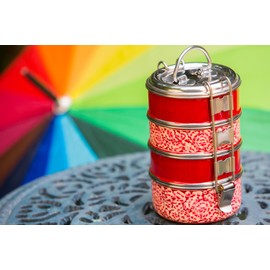 4 Tier Red Handpainted Tiffin