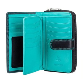 VISCONTI Bifold Leather Women's Purse Colorado Combination Leather Multicoloured Purse (CD-22) RFID, aqua, Elegant