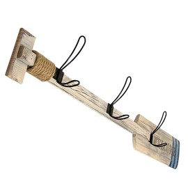 Beach Themed Home Decor Large Wooden Welcome Oar Paddle with Three Coat Hooks, 43 Inches