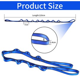 Daisy Chains, Yoga Hammock Extension Straps, Climbing Sling, Adjustable 8-Loops Nylon Climbing Loop Exercise Band Straps for Climbing Aerial Yoga Fitness Pilates Stretching Straps - Blue