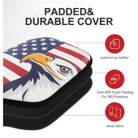 GOLTERS Pickleball Paddle Cover 11.8” L x 9" W American Flag Eagle Pattern Perfect For Most Paddle PU Leather Paddle Cover Protect Your Paddle From Scratches Dings and Dents (Eagle)
