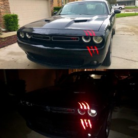 Reflective Monster Claw Headlight Decal Tape Oralite Nikkalite Multiple Colors Type 1 Engineer Grade Scratch Tear Pair of 2 (Red)