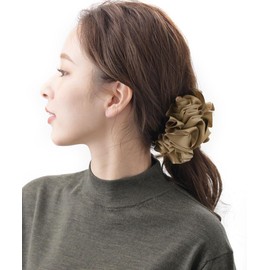 VINGTAINE H7703-BE- Hair Claw Frilled, Satin, Organza, Hair Accessory, Adult, Cute, Stylish, Elegant, Simple,