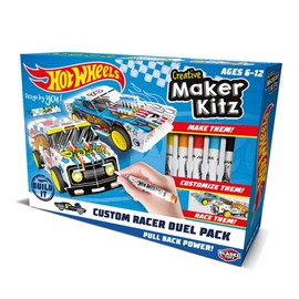 BLADEZ Hot Wheels Custom Racers, DIY Twin Pack, Make Your Own/Build Your Own, Pull Back Vehicles for kids, Customisable with pens and stickers, Creative Maker Kitz Toyz