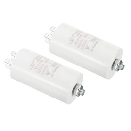 PATIKIL CBB60 30uF Running Capacitor AC 450 V 4 Pins 50/60 Hz Cylinder Bottom with Screw 75 x 40 mm for Air Compressor Cleaning Machine Engine Start Pack of 2
