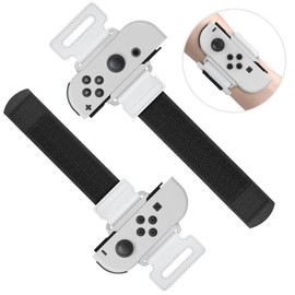Wrist Bands for Just Dance 2024 2023 2022 2021 2020 for Switch & OLED Model, Comfortable Adjustable Elastic Strap for Switch Controller, Two Size for Adults and Children, 2 Pack (White)