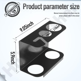 Huthbrother Grease Gun Holder, Wall Mount Grease Gun Storage Rack/Organizer, Hand Grease Gun Holder Rack for Workshop, Shop, Garage, W/Removable Drip Cups, Spare Cartridge Holder and Separate Spring