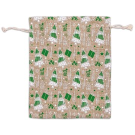 12-Pack 8x10 Reusable Jute Burlap Canvas Gift Bags w. Drawstrings (Christmas Tree, Large) - for Presents, Party Favors, Retail, Samples by TheDisplayGuys