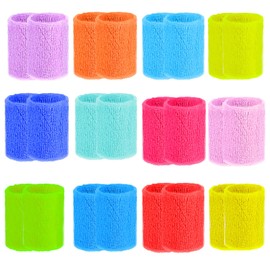 24-Pack Sports Wristbands, 4-Inch Sweatbands for Men and Women, Elastic and Breathable Thick Cotton Bands Ideal for Working Out, Gymnastics, Basketball, Tennis, and Football (Colorful)