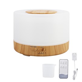Desk Humidifier 500ml Wood Grain 7 Color LED Light 35dB Remote Control Aromatherapy Diffuser 100‑240V EU Plug