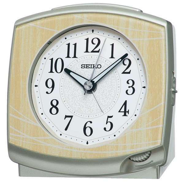 Seiko Clock Alarm Clock Light Brown Wood Pattern 115 x 116 x 81 mm KR516A