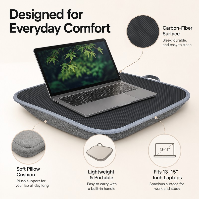 Cushioned Laptop Lap Desk for Home & Travel – Portable