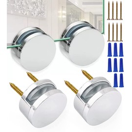 Upgraded 3-5mm Frameless Mirror Mounting Hardware 4 Pack Dual-Screw Fixing Mirror Mounting Kit with Heavy Duty Long Screws & Anchors