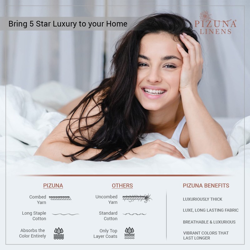 Pizuna Cotton Percale King Size Fitted Sheets White,100% Long Staple