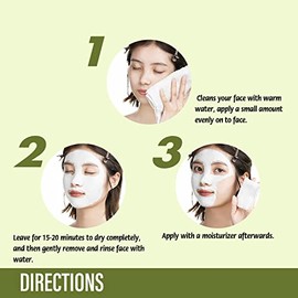 Mascarilla Facial De Arcilla De Té Verde Orgánico Cuidado De La Piel, Mascarilla Facial Reparadora Lavable, Antiarrugas Eliminar Círculo Oscuro Pie...