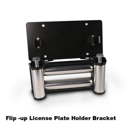 ZESUPER Flip-Up Winch Roller Fairlead Stainless Steel License Plate Mount for Roller Fairlead