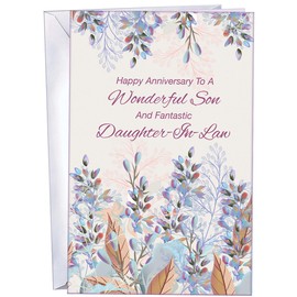 Chuck's Card-O-Rama - Anniversary Card For Son and Daughter-in-Law - Made in America - Premium Card Stock, Envelope Included - 5" x 7.75" - Packaged in Extra Sturdy Mailer - 96048