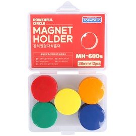 Fobworld 10pcs Extra Large 38mm Classic Colorful Magnets | Super Strong Fun Circle Classroom Magnets | Office Kitchen Whiteboard Locker Fridge Chalkboard Organization | Premium Korean Made Adults Kids