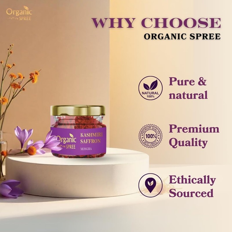 Organic Spree Kashmiri Saffron Kesar 1gm (0.035oz) Threads Pure and