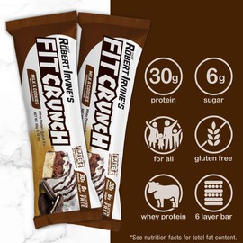 FITCRUNCH Full Size Protein Bars, 6-Layer Baked Bar, 8g of Sugar, Gluten Free & Soft Cake Core (12 Bars, Milk and Cookies)