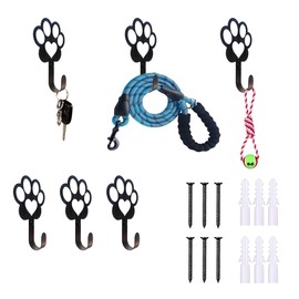 BiaGift 6 PCS Dog Paw Shaped Dog Leash Hook for Wall, Metal Leash Holder Wall Mounted Hanger for Coat Key Entryway Hallway Kitche Office