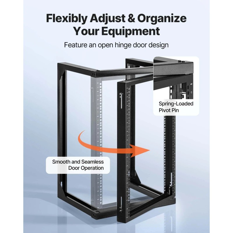 15U Wall Mount Network Cabinet 19-Inch Carbon Steel Open Frame
