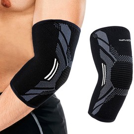 NativoDex Compression Elbow Sleeve for Men and Women, Sports Support for Activities like Tennis, CrossFit, and Golf (White, S)
