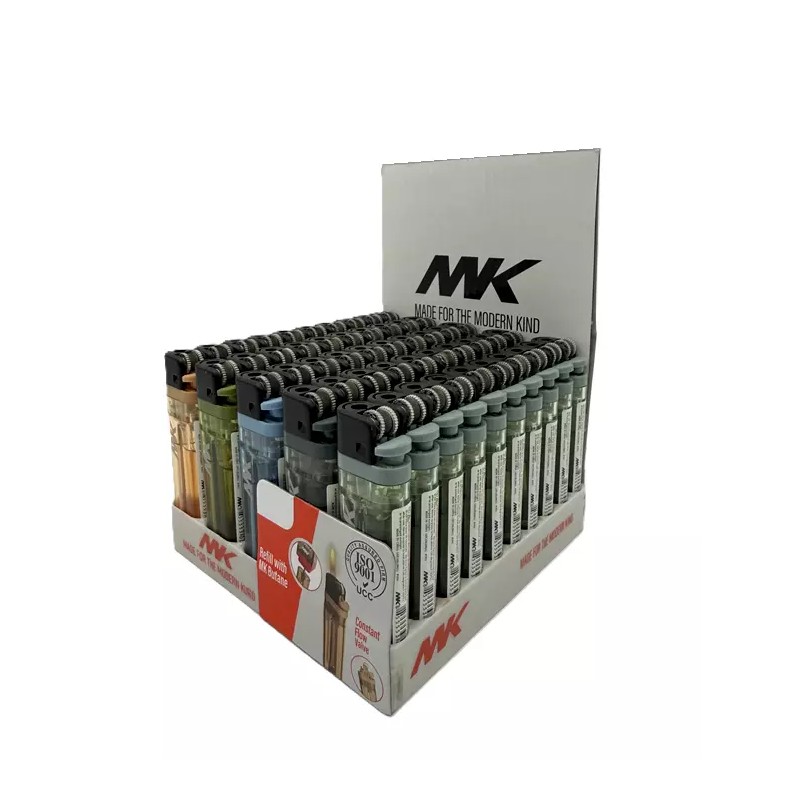 MK 50 Ct MK Plus Five Assorted Color Refillable Lighter