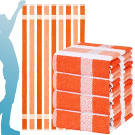4 Packs Stripe Beach Towel Thin Terry Set for Women Men 60X30 Inch Extra Oversized Large Size Clearance Travel Camping Absorbent Towels Accessories Beach Essentials Blanket Adults Gift Orange White