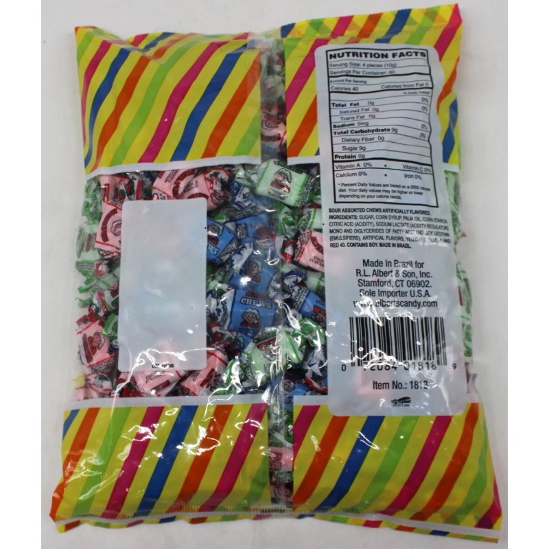 Albert's Sour Fruit Mix Chews Candy Assorted Taffy Bulk Candies
