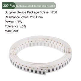 YOKIVE 300pcs Chip Resistors Surface Mounted Devices Fixed Resistor 1206 Good for Communication Device Converter Use (White 200 Ohm 1/4W 5% Tolerance)