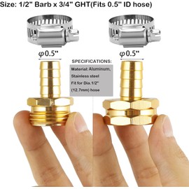 3 Set Garden Hose Repair Connector Kit with Clamps, Fit for 1/2" Garden Hose Fitting,1/2" Barb x 3/4" GHT Garden Hose Adapter/Fittings, Water Hose Repair Kit