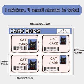 CREATCABIN Card Skin Sticker Cat Card Debit Credit Card Skins Covering Bank Card Protecting Decals Removable Wrap Waterproof Scratch Proof No Bubble Slim for EBT Transportation Key Card 7.3x5.4Inch