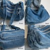 Large Denim Purses for Women Retro Denim Tote Bag Multi-Pocket