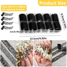 10 Rolls Retro Holographic Nail Foil Transfer Stickers Nail Art Nail Stickers Lace Laser Foils Nail Art Supplies for Acrylic Decorations DIY Nail Arts