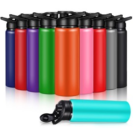 10 Pieces Reusable Aluminum Water Bottles Bulk with Snap Lids Multicolor Outdoor Sports Water Bottles Multipack Travel Bottles for Gym, Hiking, Cycling, Camping, Fishing (25oz)