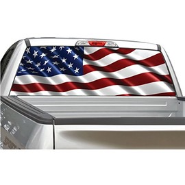 Waving American Flag #7 Rear Window Graphic Decal Sticker for Truck SUV - 4 Sizes (20" x 66")