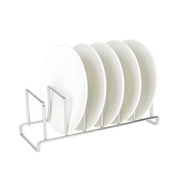 IMEEA Plate Rack 304 Stainless Steel Countertop Dish Holder for 6 Plates 12" Compact Kitchen Dish Drying Rack Organizer for Plates