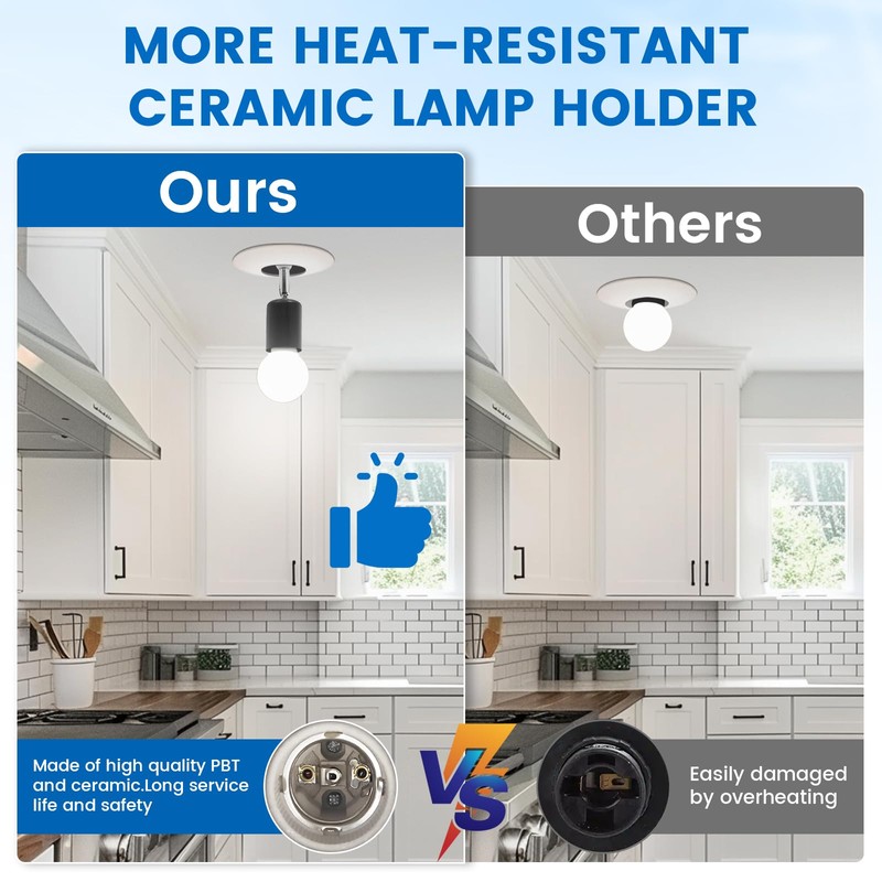 Ceramic Light Bulb Socket Extender, Heat-Resistant E26/E27 Light Socket Adapter