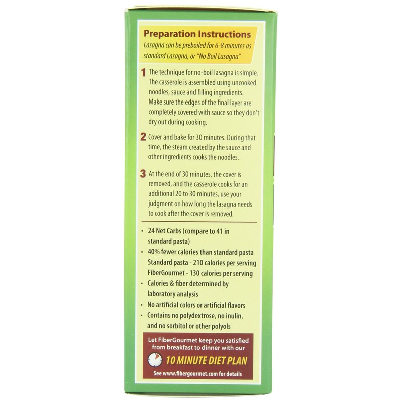 Fibergourmet Light Lasagna, 12-Count Packages