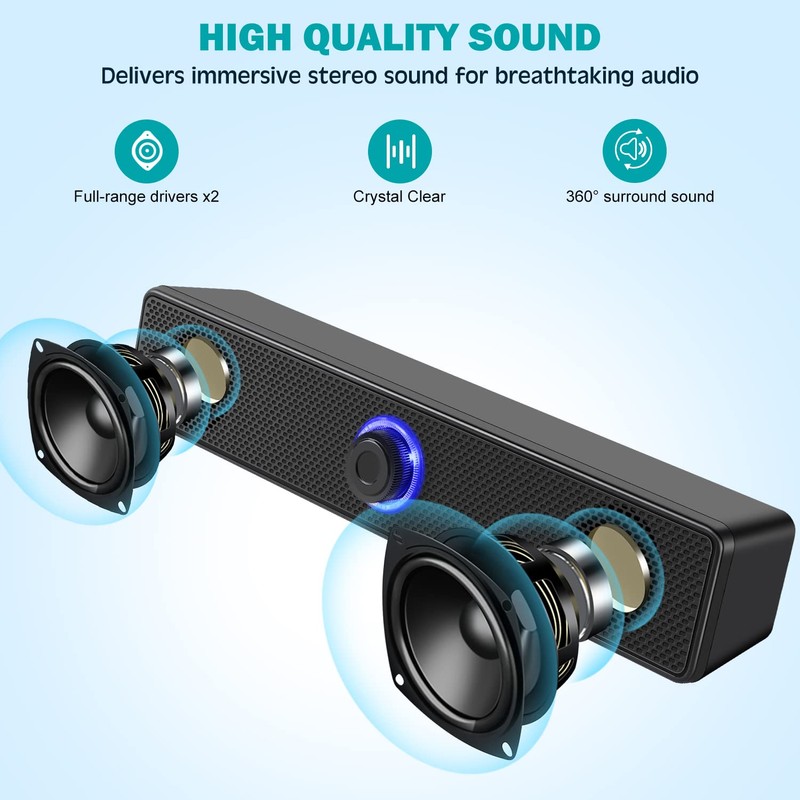 Computer Speakers, USB Powered PC Speakers Wired Stereo Desktop Speakers